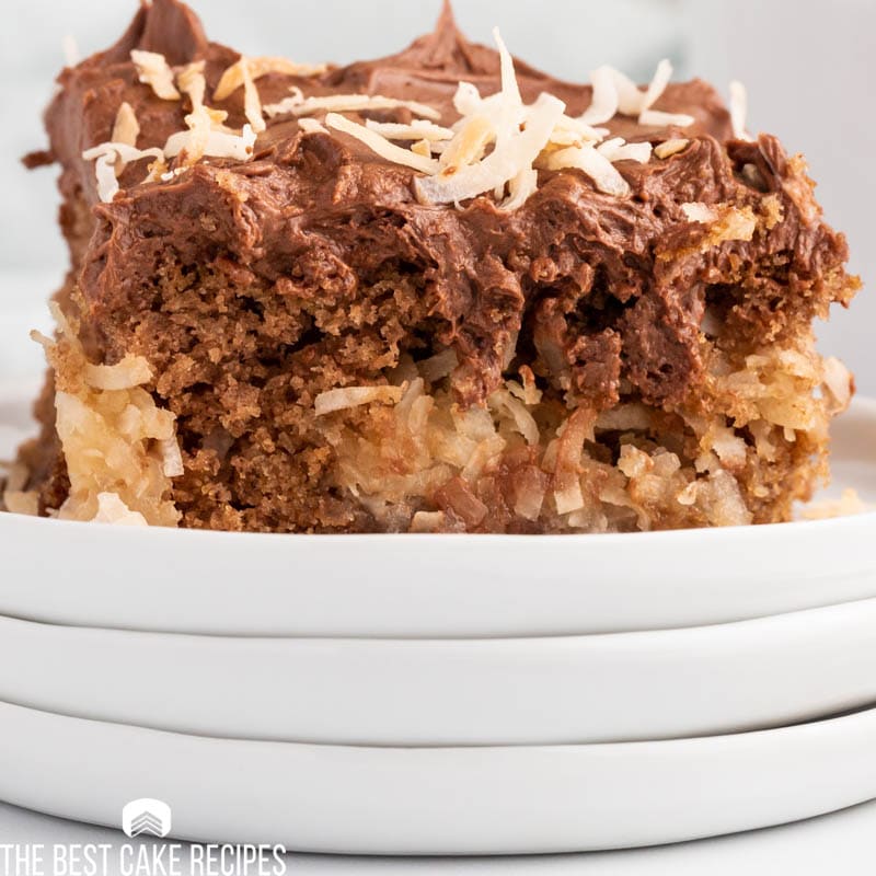 a slice of macaroon cake on a plate