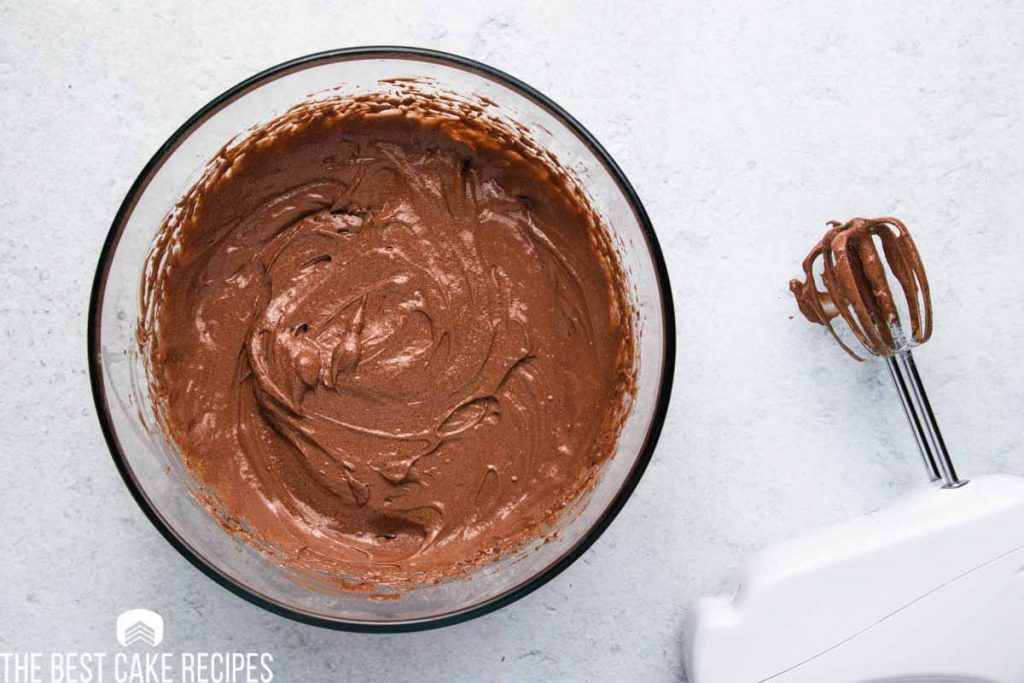 chocolate cupcake batter in a bowl