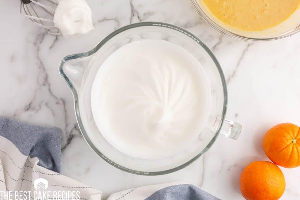 whipped egg whites in a bowl
