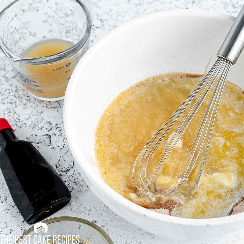 applesauce, sugar and butter in a mixing bowl