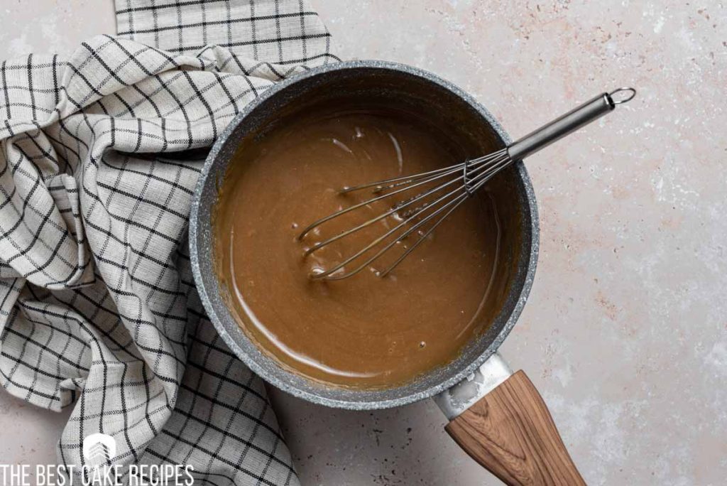 coffee pudding in a saucepan