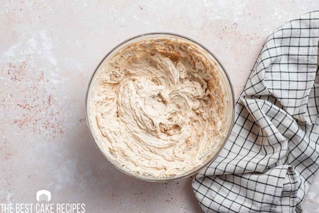 coffee buttercream in a bowl