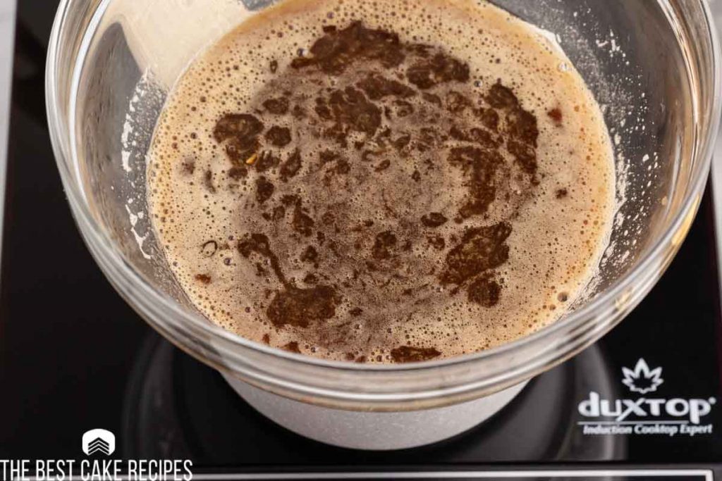 melted brown sugar in a double boiler