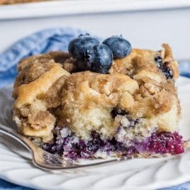 blueberry coffee cake on a plate