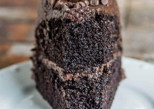 dark chocolate cake on a plate