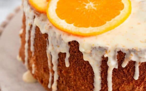 orange chiffon cake with glaze