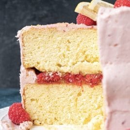 inside a raspberry lemon cake