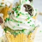 a st patrick's day cupcake with a gold coin