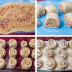 collage of how to roll and cut sweet rolls