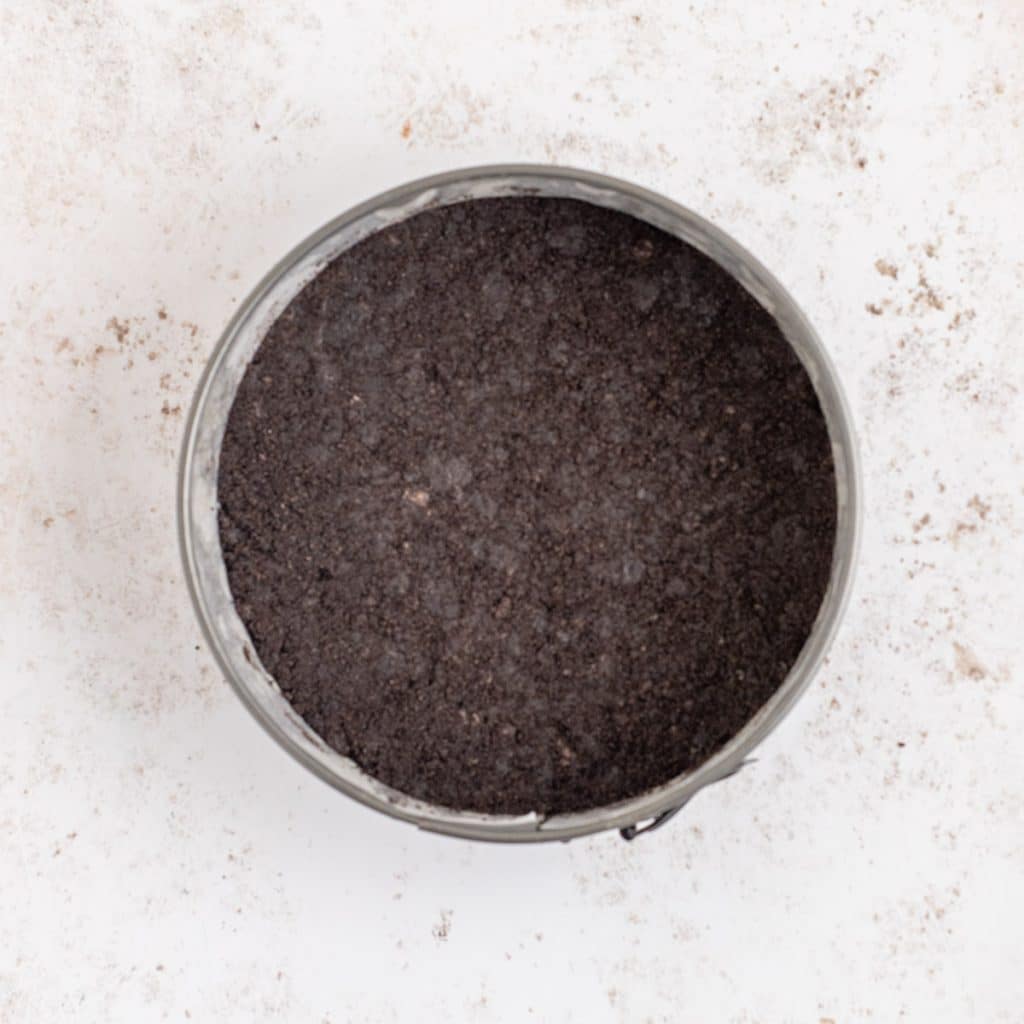 oreo crust in a springform pan