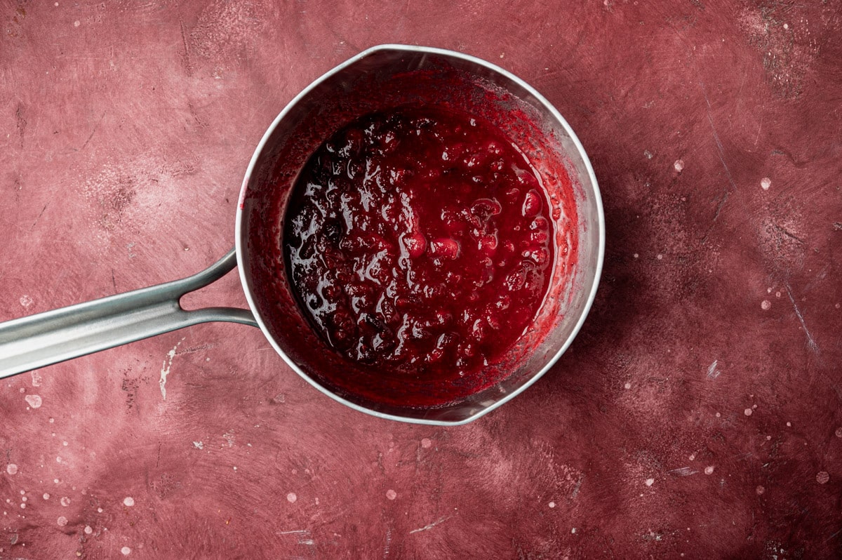 cranberry sauce in a saucepan