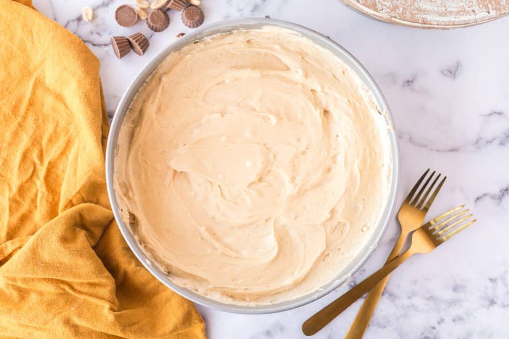 no bake peanut butter cheesecake in a springform pan