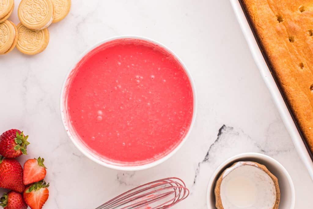 strawberry jello mix in a small bowl