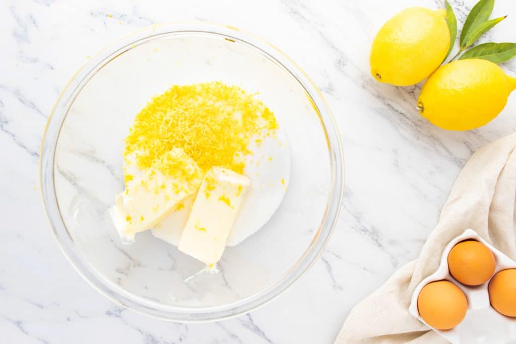 butter, sugar and lemon zest in a mixing bowl